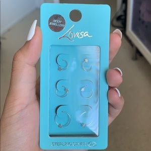 3 pairs of star body jewelry